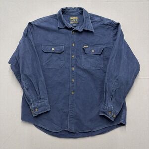 Vintage Woolrich Men's XL Flannel Button Up Long Sleeve Navy Blue